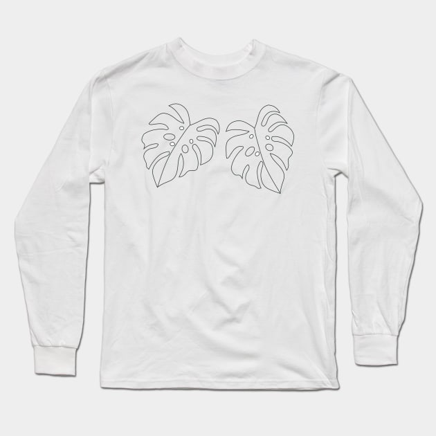 black leave line art illustration Long Sleeve T-Shirt by Artistic_st